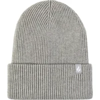 Women's 1 Pack SOCKSHOP Heat Holders Vermont Fine Rib Turnover Cuff Hat Light Grey One Size