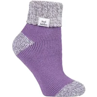 SOCKSHOP Heat Holders Women's 1 Pair Sleep Rib Turn Over Cuff Socks in Lilac | Size: 4-8