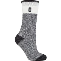 Women's 1 Pair SOCKSHOP Heat Holders 2.3 TOG Patterned Thermal Socks Snowdrop Block Twist Black 4-8 Ladies