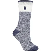 Women's 1 Pair SOCKSHOP Heat Holders 2.3 TOG Patterned Thermal Socks Snowdrop Block Twist Navy 4-8 Ladies