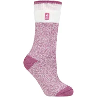 Women's 1 Pair SOCKSHOP Heat Holders 2.3 TOG Patterned Thermal Socks Snowdrop Block Twist Pink 4-8 Ladies
