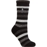 Women's 1 Pair SOCKSHOP Heat Holders 2.3 TOG Patterned Thermal Socks Delamere Stripe Black 4-8