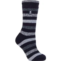 Women's 1 Pair SOCKSHOP Heat Holders 2.3 TOG Patterned Thermal Socks Delamere Stripe Navy 4-8