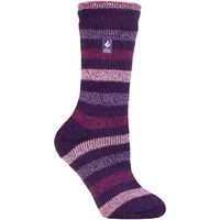 Women's 1 Pair SOCKSHOP Heat Holders 2.3 TOG Patterned Thermal Socks Delamere Stripe Purple 4-8