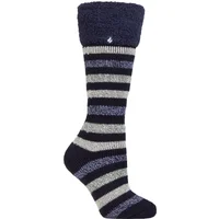 Women's 1 Pair SOCKSHOP Heat Holders 2.3 TOG Hellebore Cosy Cuff Wellington Boot Socks Navy 4-8