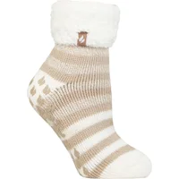 Women's 1 Pair SOCKSHOP Heat Holders Aberfeldy Stripe Lounge Socks Oat 4-8