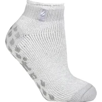 Women's 1 Pair SOCKSHOP Heat Holders 2.3 TOG Patterned and Striped Ankle Slipper Socks Pisa Silver Grey 4-8 Ladies