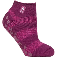 Women's 1 Pair SOCKSHOP Heat Holders 2.3 TOG Patterned and Striped Ankle Slipper Socks Valencia Deep Fuchsia / Berry 4-8 Ladies