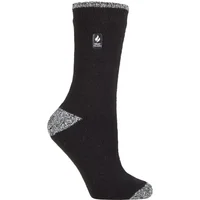 Women's 1 Pair SOCKSHOP Heat Holders 2.3 TOG Patterned Thermal Socks Prague Heel & Toe Black / White 4-8 Ladies