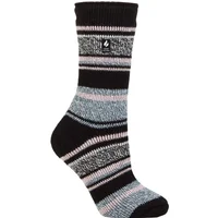 Women's 1 Pair SOCKSHOP Heat Holders 2.3 TOG Patterned Thermal Socks Calanda Multi Stripe Black / Dusted Pink 4-8