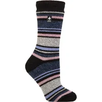 Women's 1 Pair SOCKSHOP Heat Holders 2.3 TOG Patterned Thermal Socks Geneva Multi Stripe Black Denim 4-8