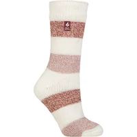 Women's 1 Pair SOCKSHOP Heat Holders 2.3 TOG Patterned Thermal Socks Neve Cream / Muted Coral 4-8