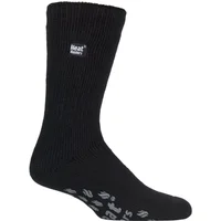 1 Pair Black / Grey Slipper Thermal Socks Men's 12-14 Mens - Heat Holders