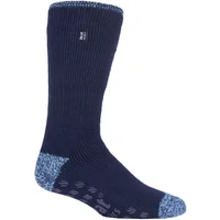 Mens 1 Pair SOCKSHOP Heat Holders 2.3 TOG Plain and Patterned Slipper Socks Twist Heel & Toe Navy 6-11 Mens