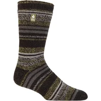 Mens 1 Pair SOCKSHOP Heat Holders 2.3 TOG Patterned and Plain Thermal Socks Bari Multi Stripe Olive 6-11