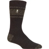 Mens 1 Pair SOCKSHOP Heat Holders 2.3 TOG Patterned and Plain Thermal Socks Athens Charcoal / Olive 6-11