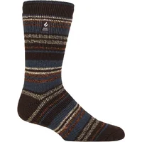 Mens 1 Pair SOCKSHOP Heat Holders 2.3 TOG Patterned and Plain Thermal Socks Leavenworth Earth Brown / Auburn 6-11