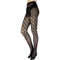 Women's 1 Pair Charnos Floral Tights Black M-L