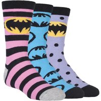 3 Pair Batman Batgirl Striped Spotty All Over Motif Cotton Socks 12.5 5.5 &