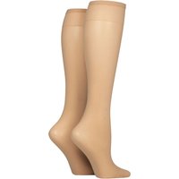 2 Pair 15 Denier Plus Knee Highs Natural One