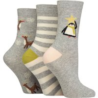3 Pair Christmas Patterned Cotton Socks Penguin 4 8