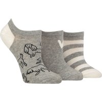 3 Pair Patterned Cotton Trainer Socks Dogs Light Grey 4 8