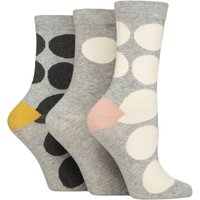 3 Pair Patterned Cotton Socks Large Spots Light Grey 4 8