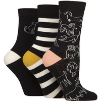 3 Pair Patterned Cotton Socks Dog Outline 4 8
