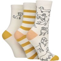 3 Pair Patterned Cotton Socks Dog Outline 4 8