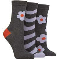 3 Pair Patterned Cotton Socks Flowers 4 8
