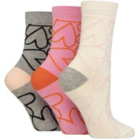 3 Pair Patterned Cotton Socks Large Hearts 4 8