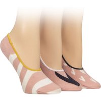 3 Pair Casual Shoe Liner Socks Stripes Hearts 4 8