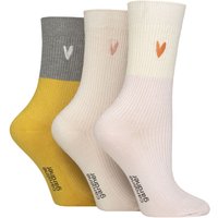 3 Pair Bamboo Ribbed Lightweight Lesiure Socks Cream Grey Mustard 4 8
