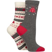 2 Pair Christmas Tree Fairisle Socks One