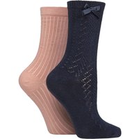 2 Pair Charnos Pelerine Rib Socks French One
