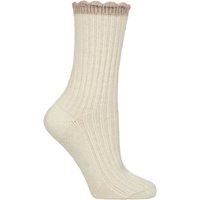 1 Pair Cashmere Scallop Top Ribbed Socks One