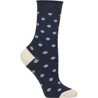 1 Pair Mercerised Cotton Spot Roll Top Socks Mix One