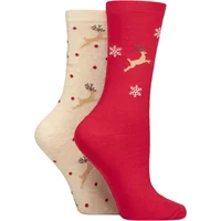 2 Pair Charnos Reindeer Socks One