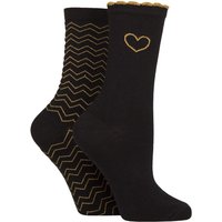 2 Pair Sparkle Chevron Heart Socks One
