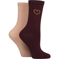 2 Pair Sparkle Heart Socks Blush One