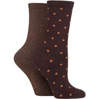 2 Pair All Over Sparkle Spot Socks Chocolate One