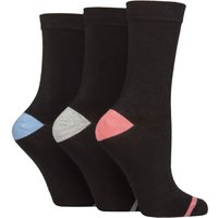 3 Pair Contrast Heel Toe Bamboo Socks Pink Grey 4 8