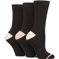 3 Pair Glenmuir Contrast Heel Toe Bamboo Socks Cream Salmon 4 8
