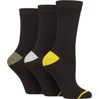 3 Pair Glenmuir Contrast Heel Toe Bamboo Socks Khaki Lime 4 8
