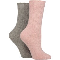 2 Pair Cotton Merino Wool Silk Socks Grey 4 8
