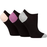 3 Pair Plain Patterned Bamboo Secret Socks Grey Purple Pink 4 8