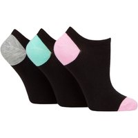 3 Pair Plain Patterned Bamboo Secret Socks Pink Mint Grey 4 8