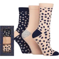 3 Pair Bamboo Patterned Socks Christmas Gift Box Pink Animal Print 4 8