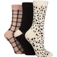 3 Pair Glenmuir Patterned Bamboo Socks Christmas Gift Tag Leopard Checker 4 8