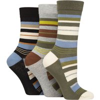 3 Pair Glenmuir Patterned Bamboo Socks Earthy Stripe 4 8